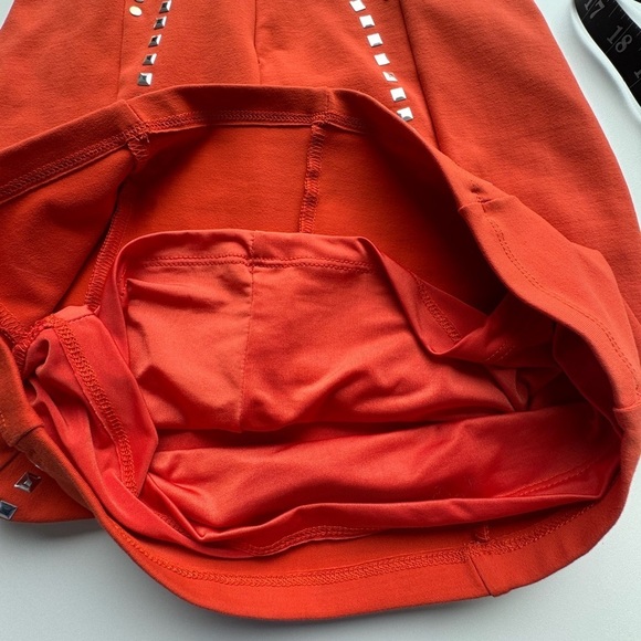 BEBE addiction, Orange Coloured Studded Mini Dress Scoop Neck open back. Size S - Picture 7 of 7